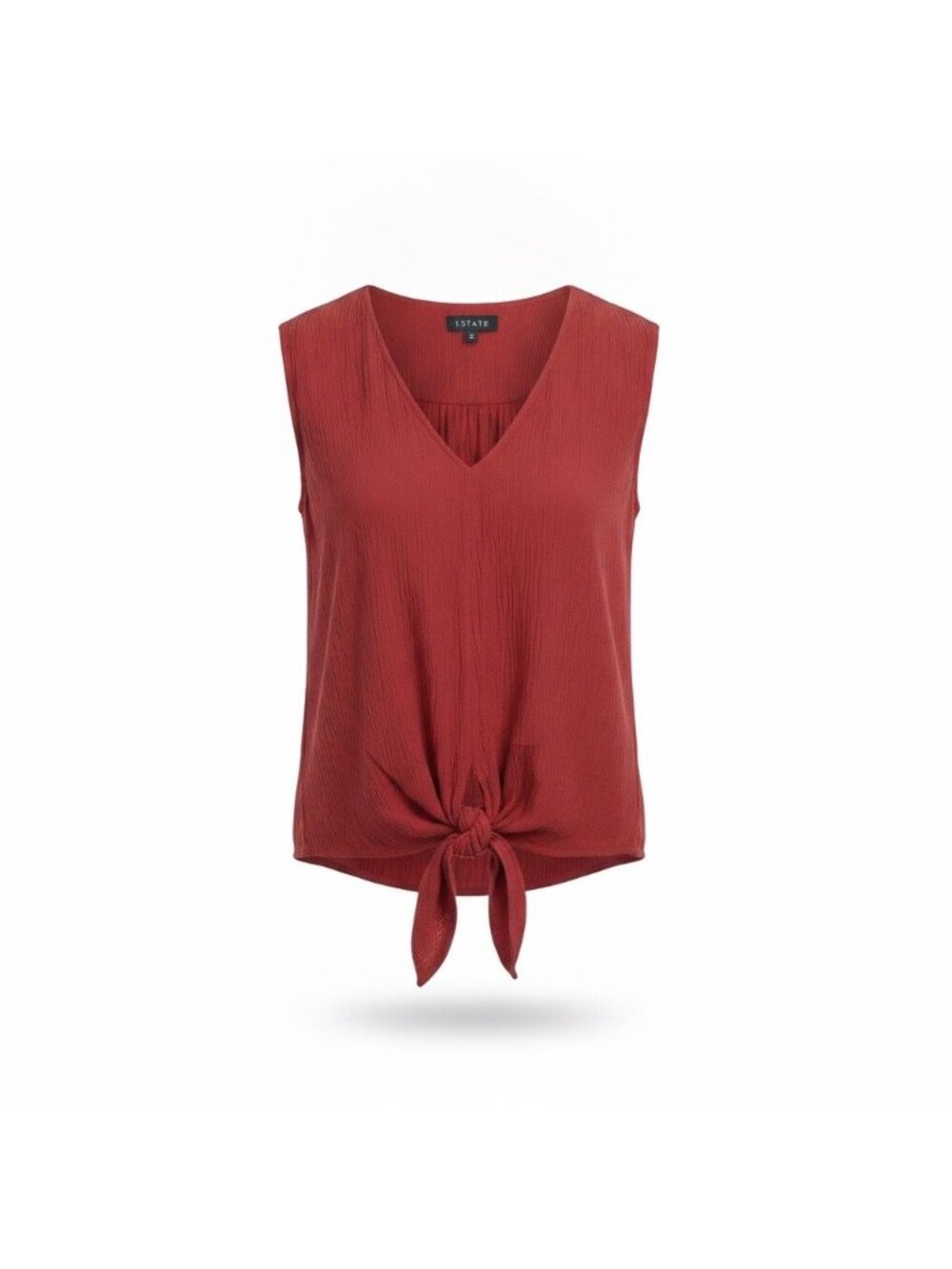 1. State Womens Red Sleeveless Top Tie Front V-Neck Lightweight Blouse Sz XS